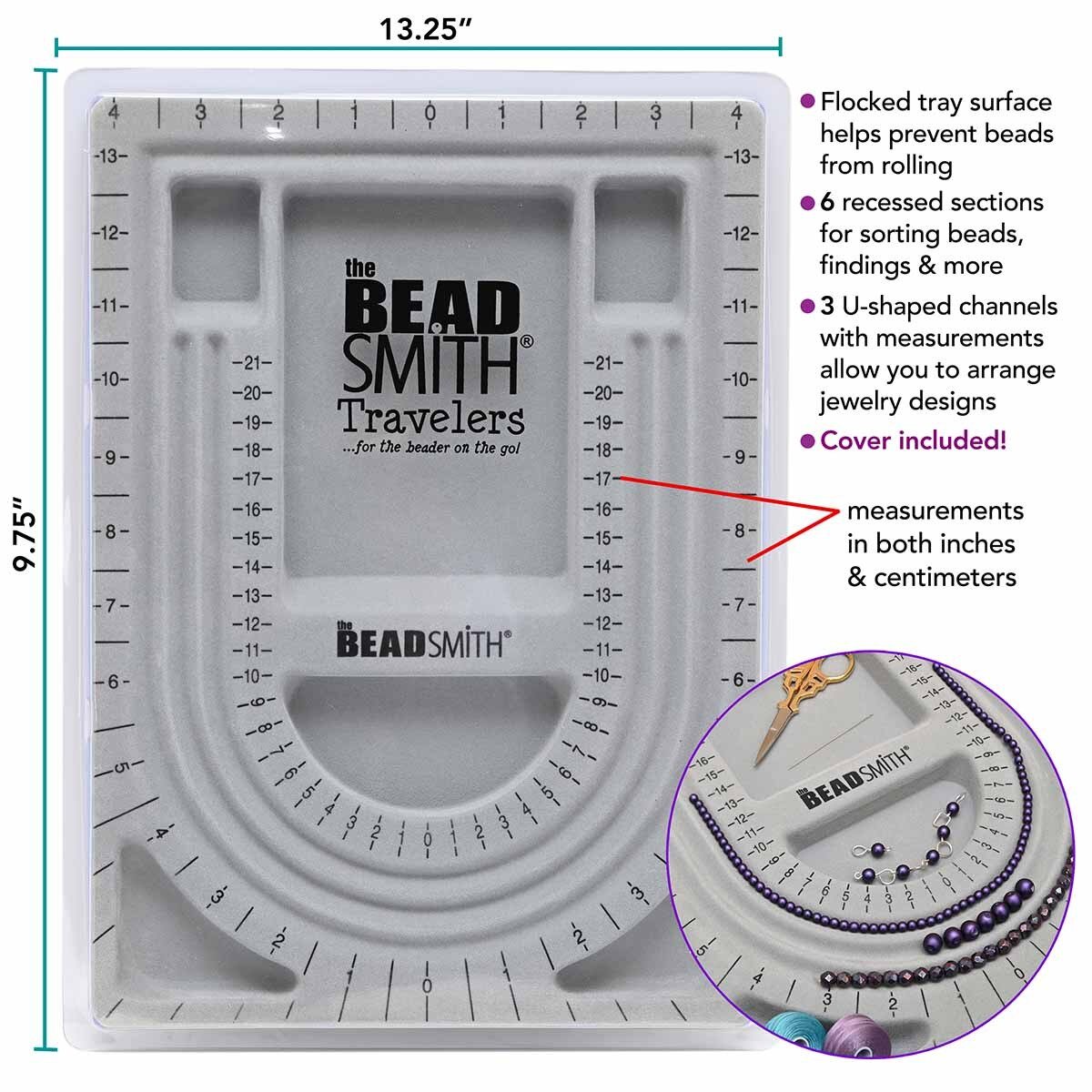 Beadsmith 28 Inch U Channel Bead Board with Removable Cover - Premium Glass Beads - Unicorne Beads
