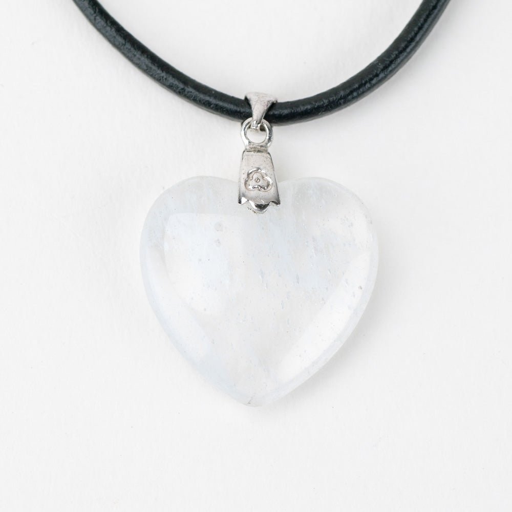 Clear Quartz Heart Stone Pendant - Handmade Glass Beads - Unicorne Beads