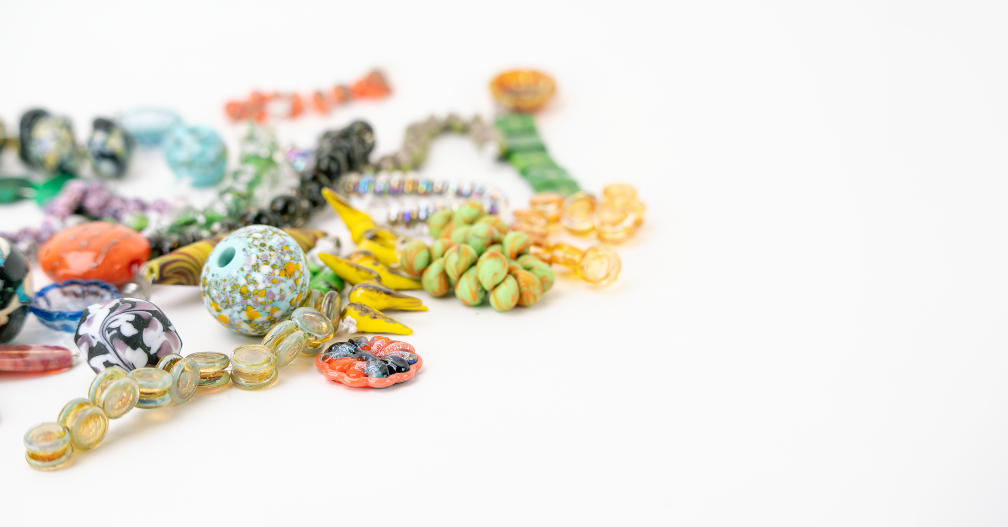 A group of clearance glass beads from Unicorne Beads