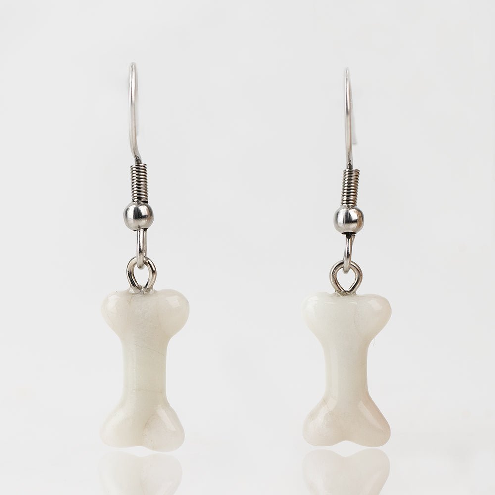 Dangle Earrings - Dog Bone - Handmade Glass Beads - Unicorne Beads