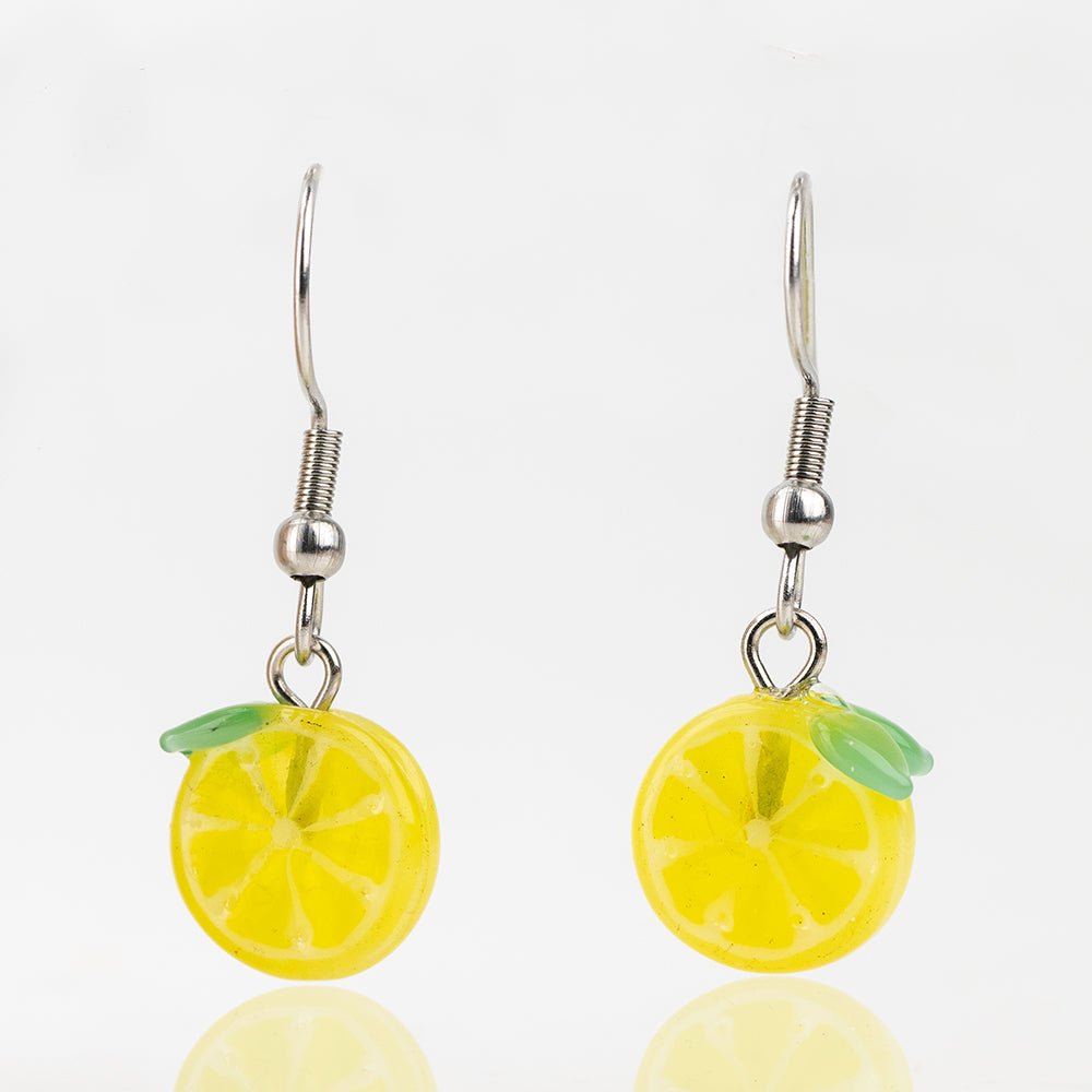 Dangle Earrings - Lemon Slices - Handmade Glass Beads - Unicorne Beads