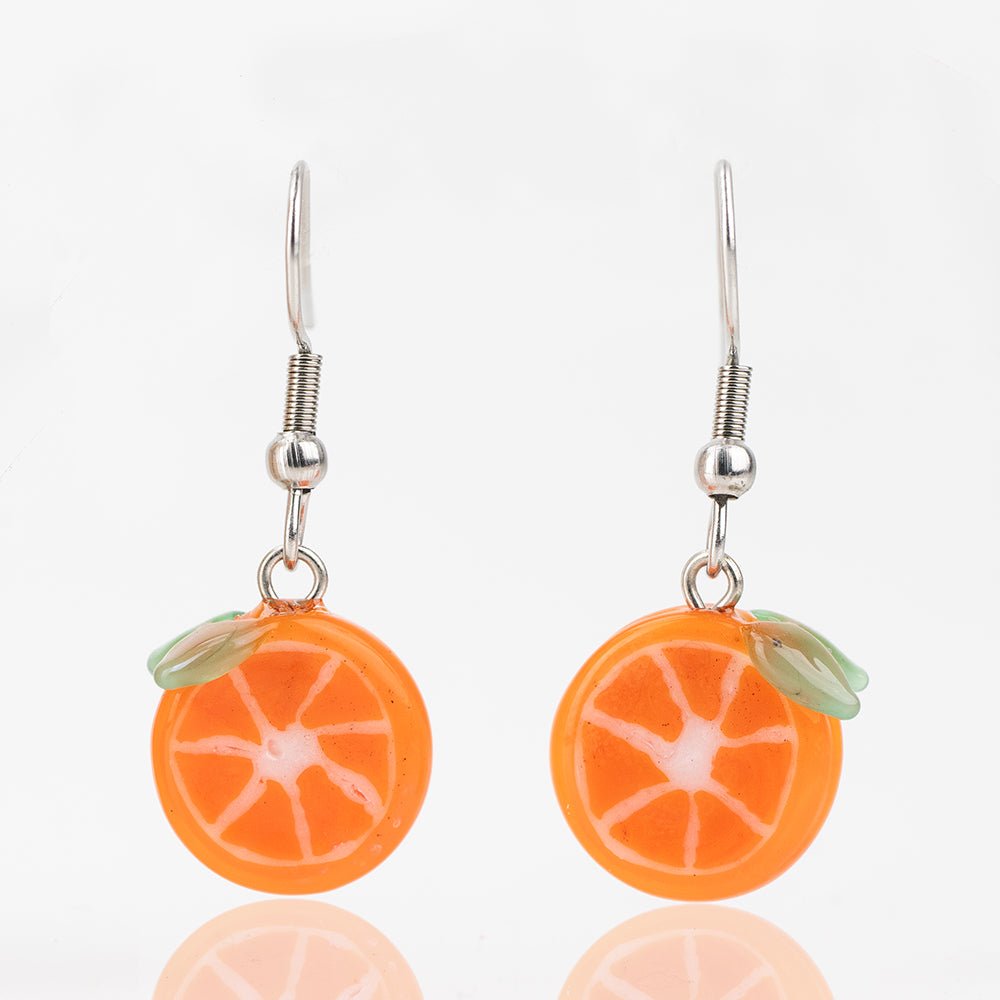 Dangle Earrings - Orange Slices - Handmade Glass Beads - Unicorne Beads