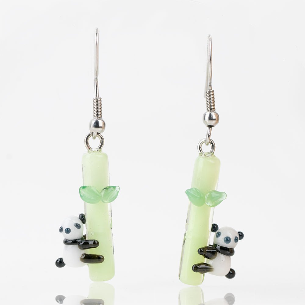 Dangle Earrings - Pandas - Handmade Glass Beads - Unicorne Beads
