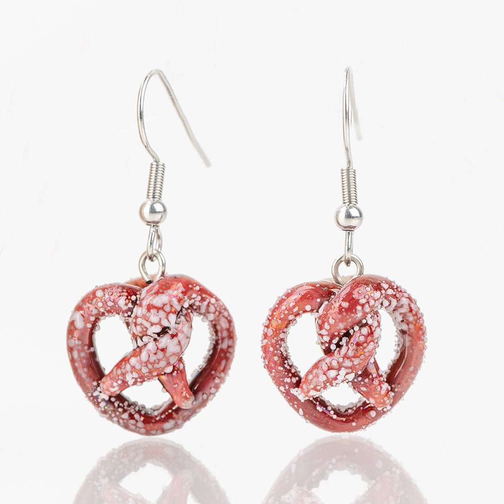 Dangle Earrings - Pretzels - Handmade Glass Beads - Unicorne Beads