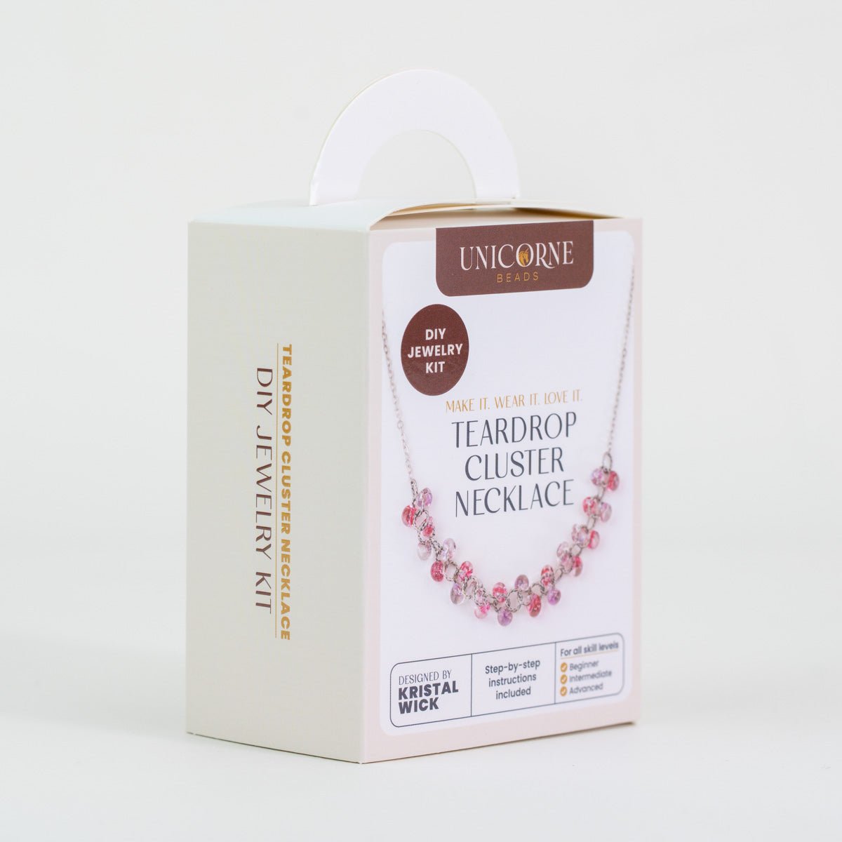 DIY jewelry kit to make a Berry Blossom teardrop cluster necklace with glass beads