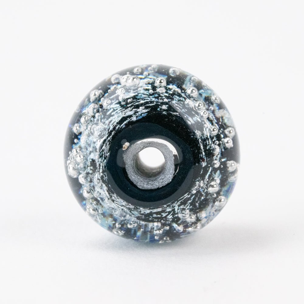 Donut Bead - Silver Series - Small - Black Starburst - Handmade Glass Beads - Unicorne Beads