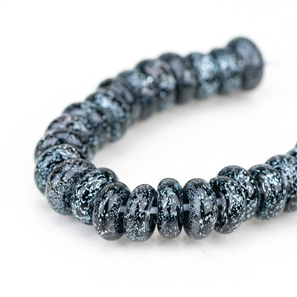 Donut Beads - Black Starburst - Handmade Glass Beads - Unicorne Beads