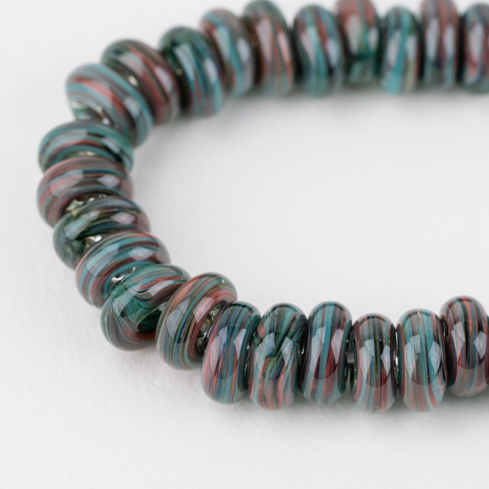 Donut Beads - Copper & Teal - Premium Glass Beads - Unicorne Beads