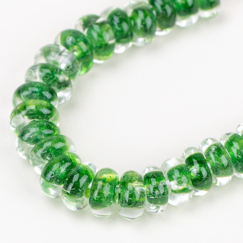 Donut Beads - Glittery Green - Handmade Glass Beads - Unicorne Beads