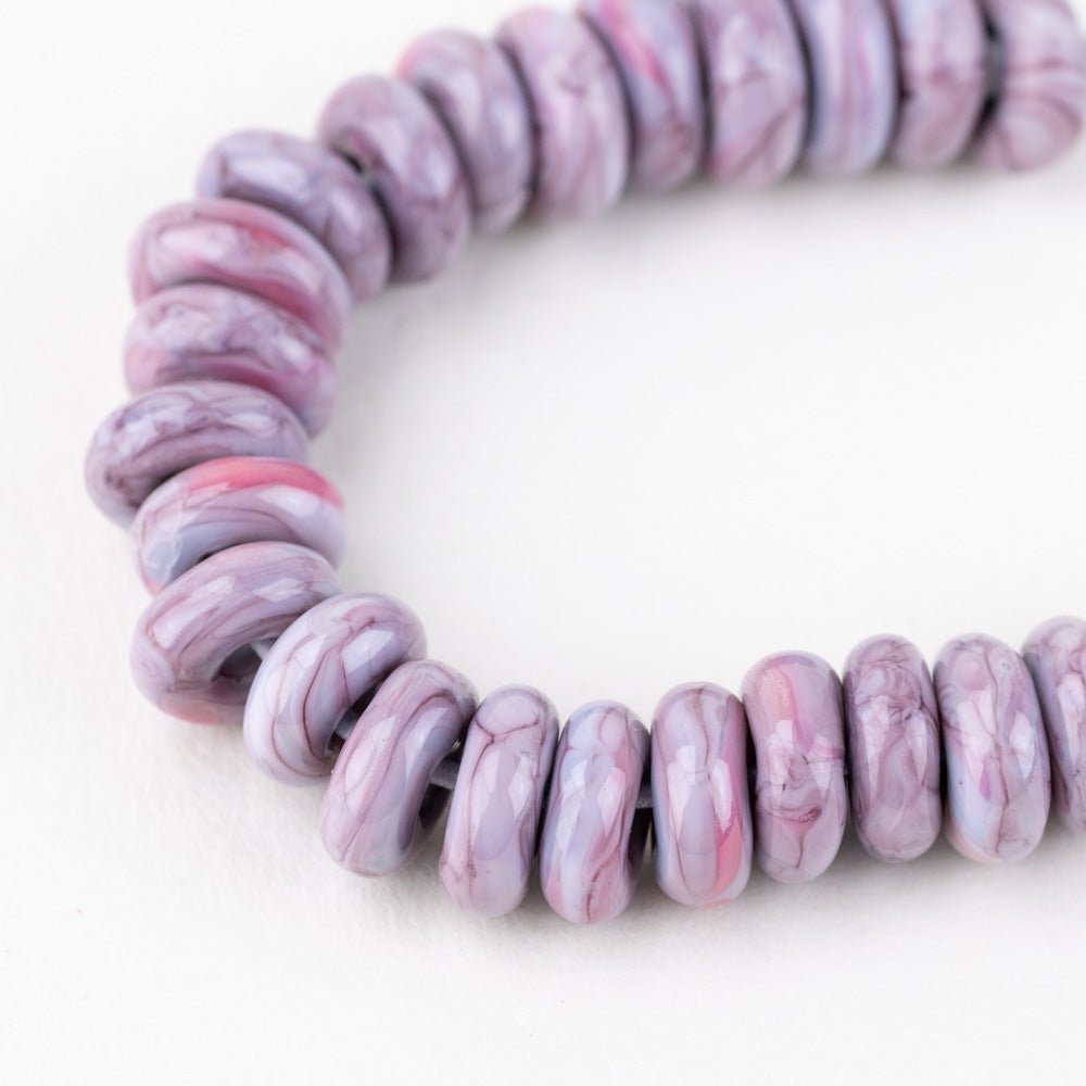 Donut Beads - Marbled Lavender - Premium Glass Beads - Unicorne Beads