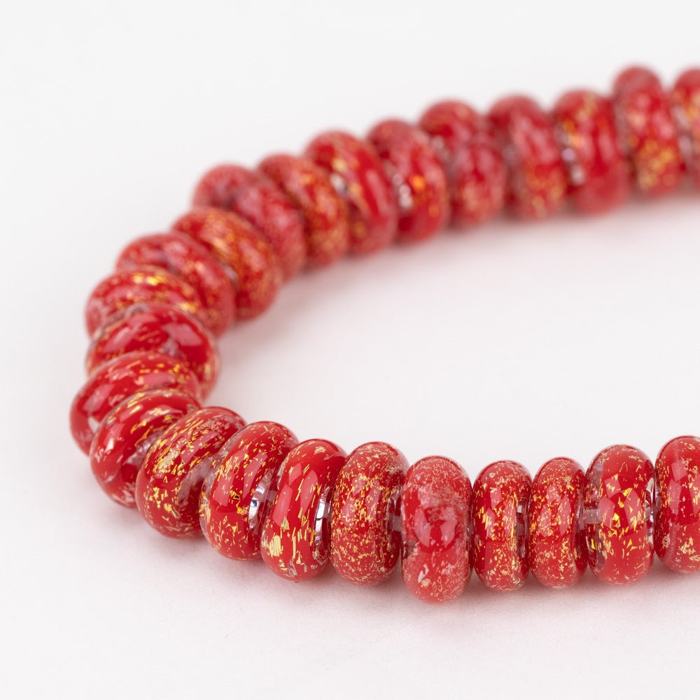 Donut Beads - Red Dragon - Handmade Glass Beads - Unicorne Beads