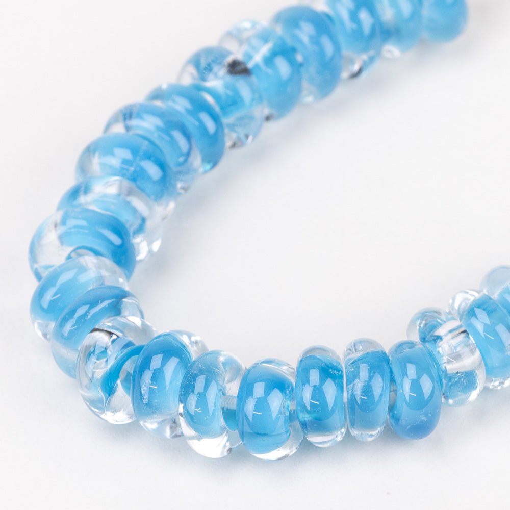 Donut Beads - Steel Blue - Handmade Glass Beads - Unicorne Beads