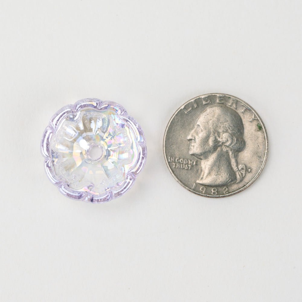 Flower Bead - Iridescent Lilac - Handmade Glass Beads - Unicorne Beads