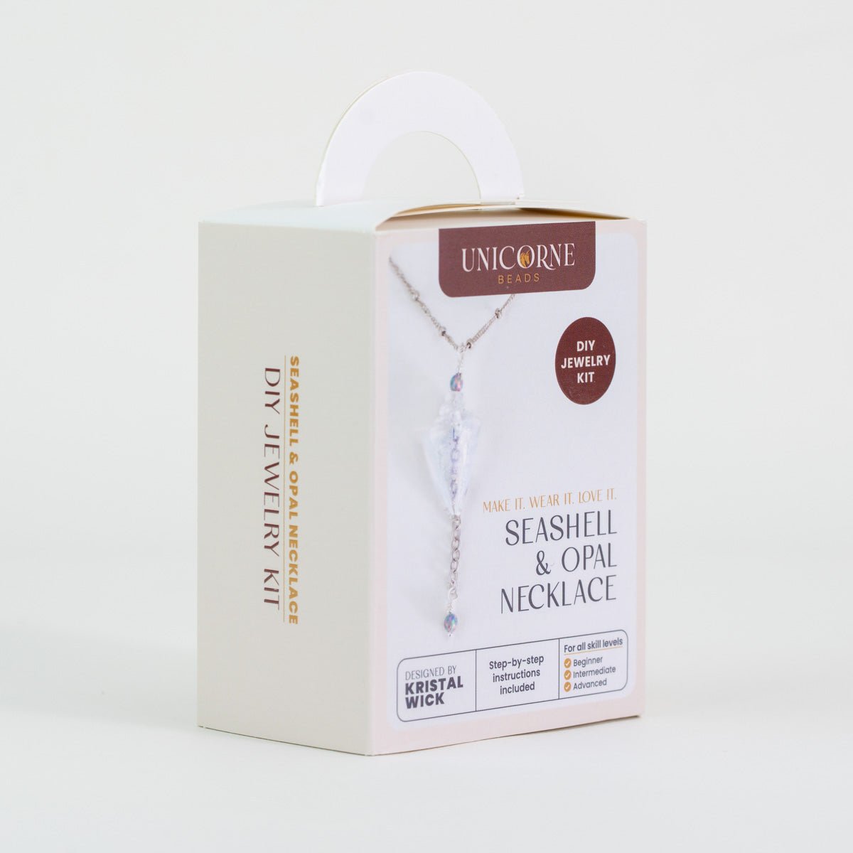 DIY Ghost Seashell and Opal Necklace jewelry kit by Unicorne Beads