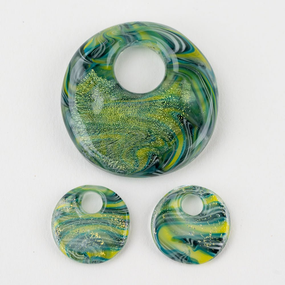 Halo Disk Grouping - Dragons Tail (3 beads) - Handmade Glass Beads - Unicorne Beads