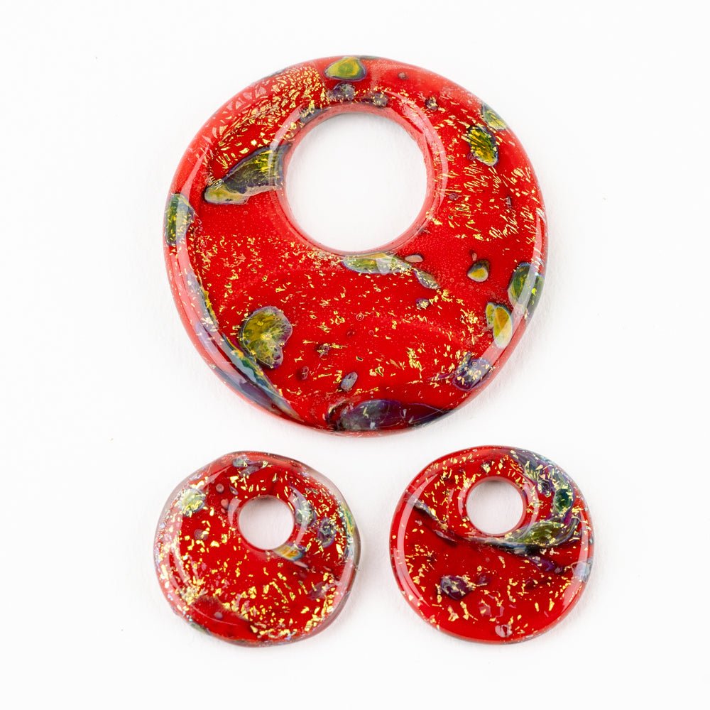 Halo Disk Grouping - Love Spell (3 beads) - Handmade Glass Beads - Unicorne Beads