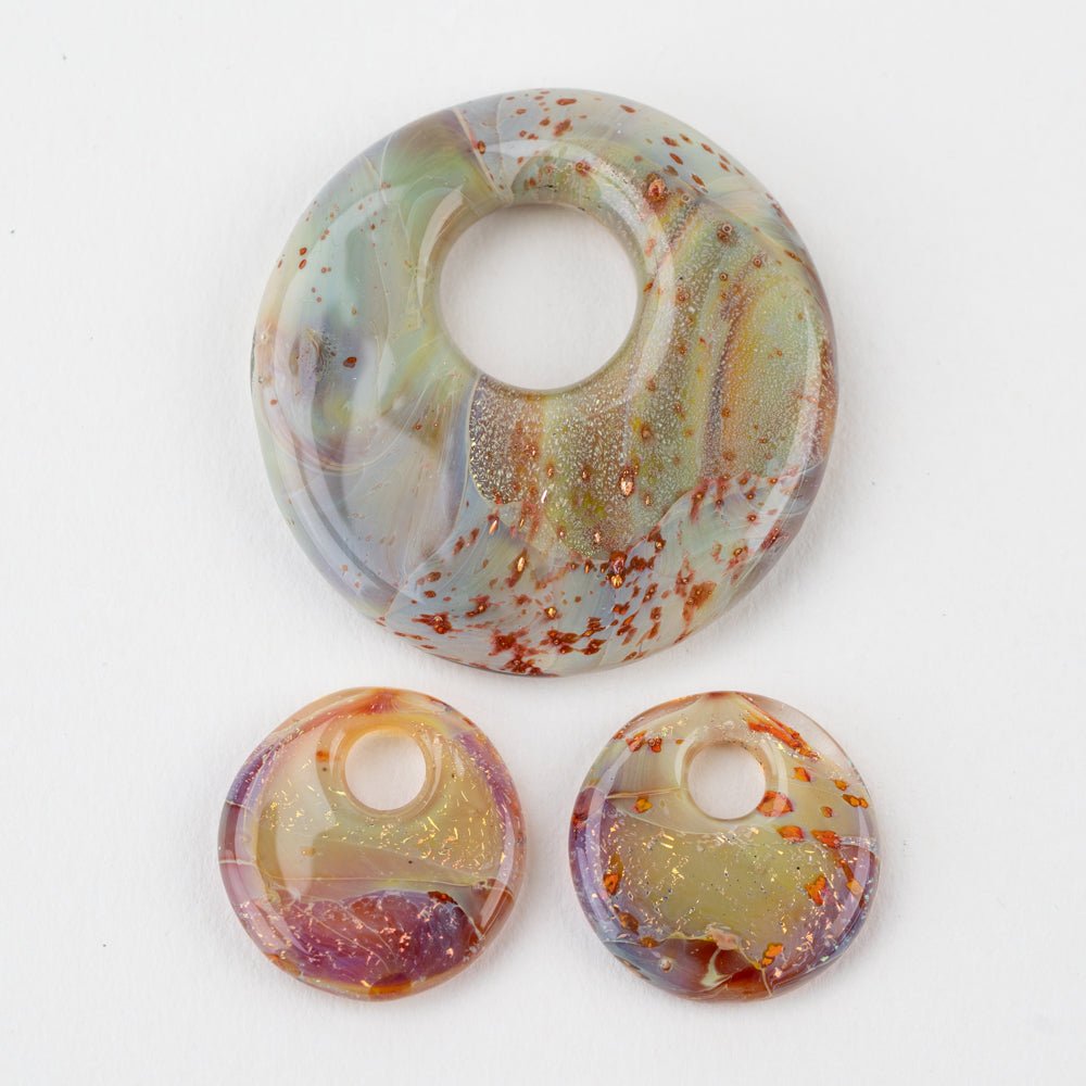 Halo Disk Grouping - Midnight Spell (3 beads) - Handmade Glass Beads - Unicorne Beads