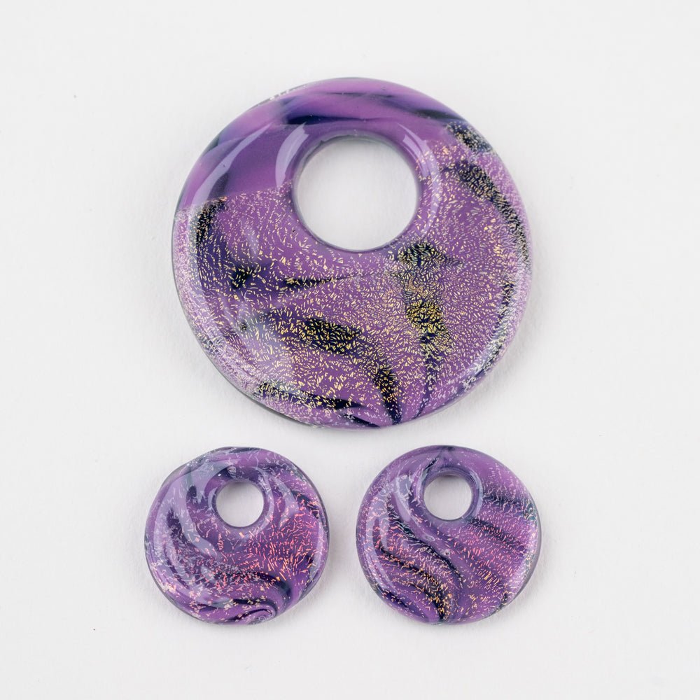 Halo Disk Grouping - Mystic Lavender (3 beads) - Handmade Glass Beads - Unicorne Beads