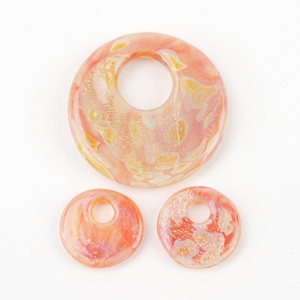 Halo Disk Grouping - Pink Ginger (3 beads) - Handmade Glass Beads - Unicorne Beads