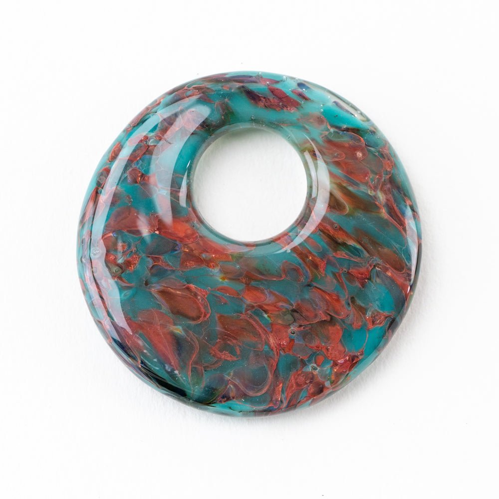 Halo Disk - Large - Copper & Teal - Handmade Glass Beads - Unicorne Beads