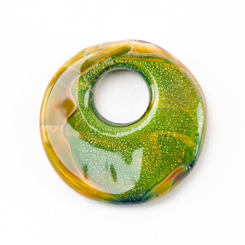 Halo Disk - Large - Royal Green - Handmade Glass Beads - Unicorne Beads