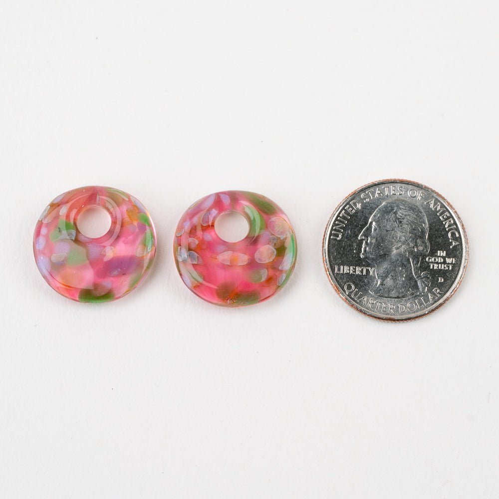 Halo Disk - Small - Floral Burst (2 beads) - Handmade Glass Beads - Unicorne Beads