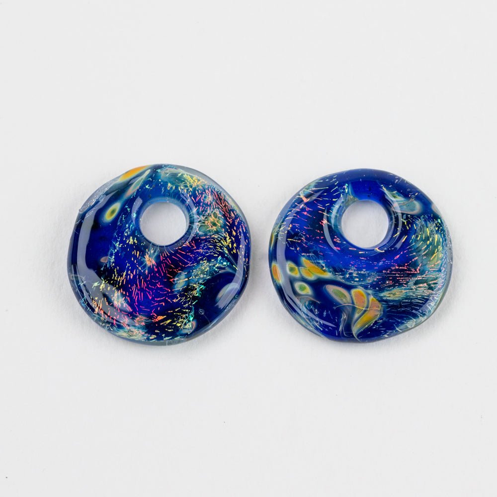 Halo Disk - Small - Midnight Skies (2 beads) - Handmade Glass Beads - Unicorne Beads