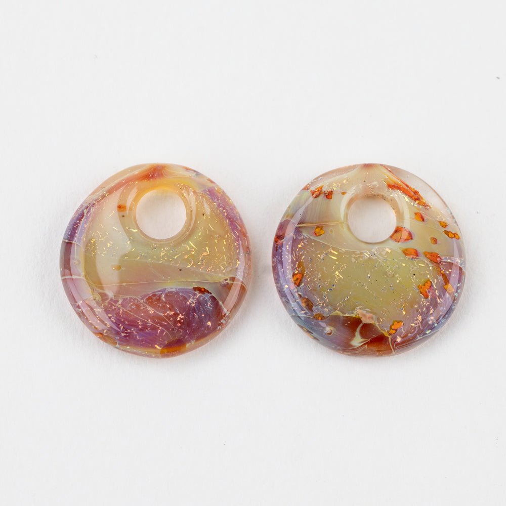 Halo Disk - Small - Midnight Spell (2 beads) - Handmade Glass Beads - Unicorne Beads