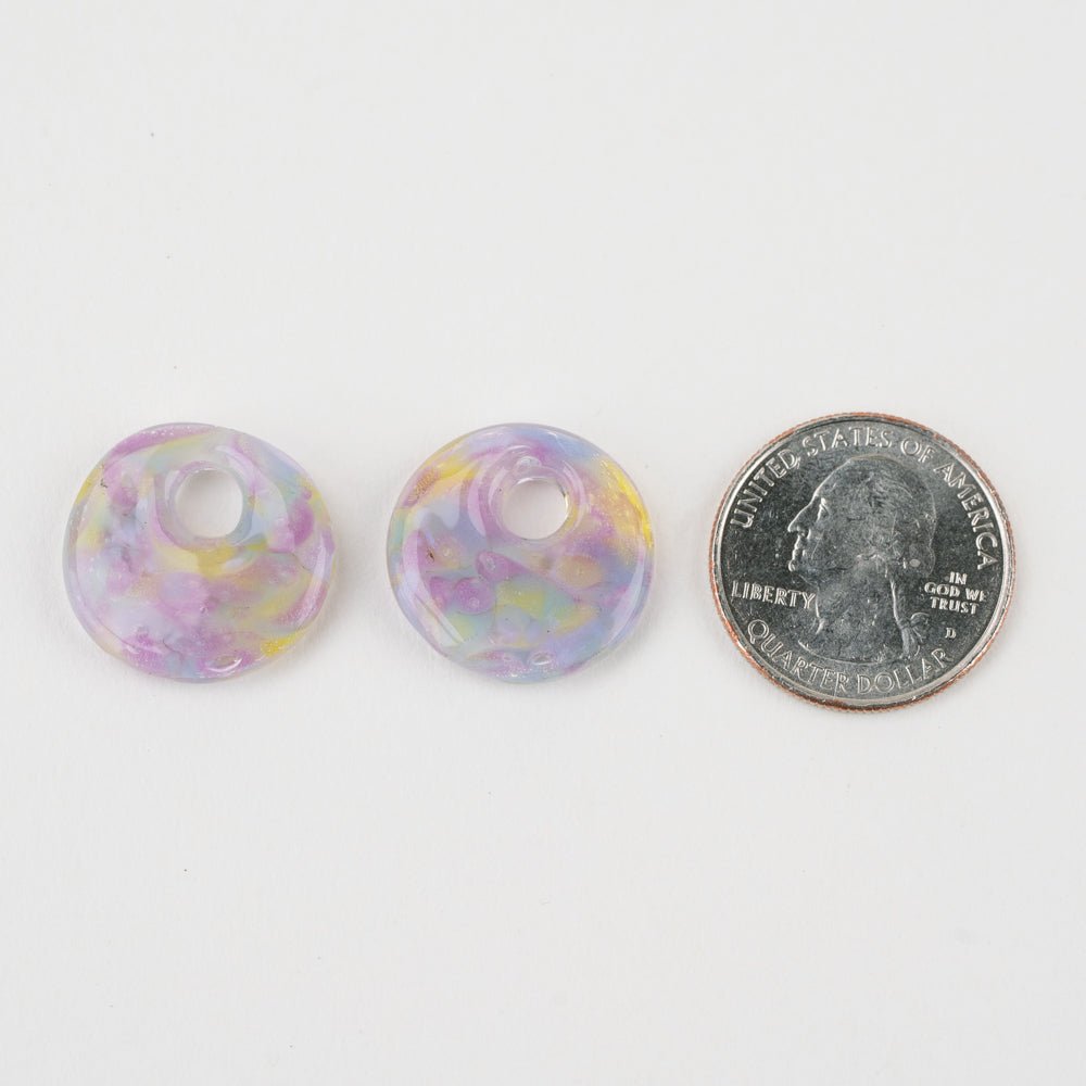 Halo Disk - Small - Moonlit Whisper (2 beads) - Handmade Glass Beads - Unicorne Beads