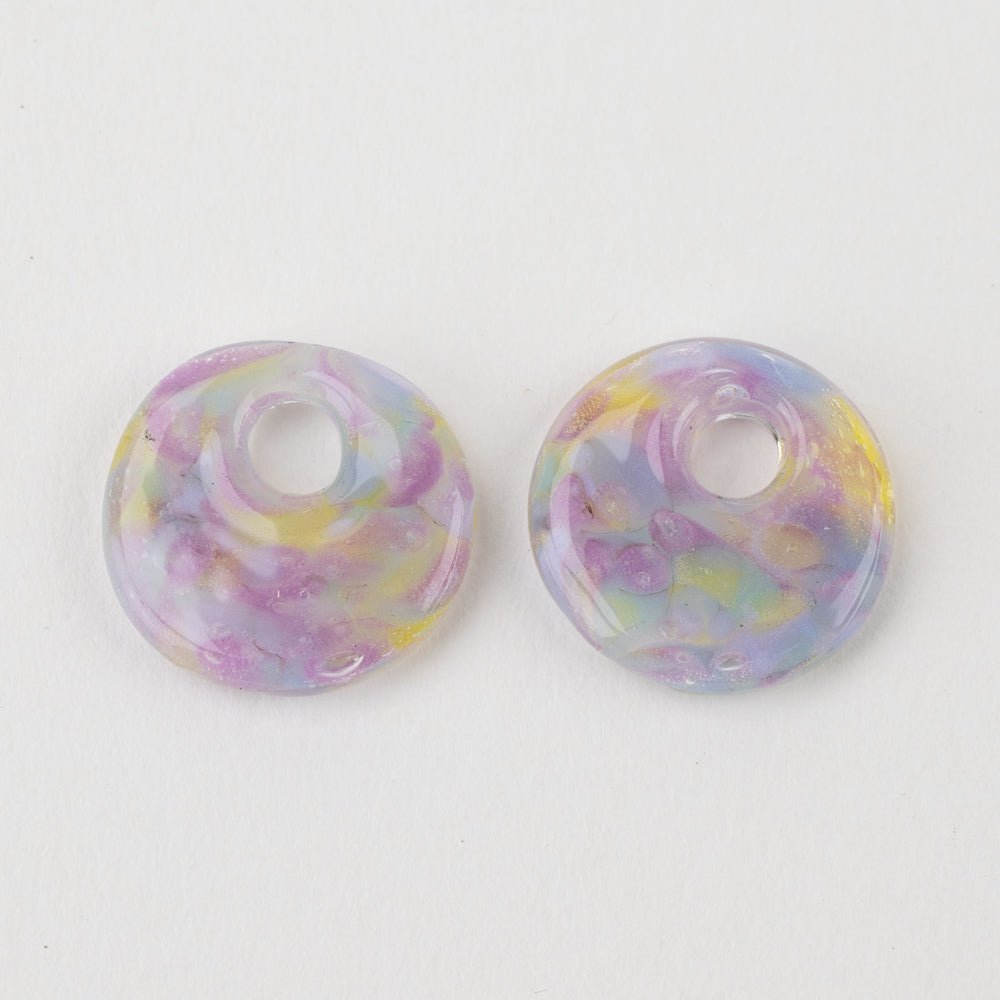 Halo Disk - Small - Moonlit Whisper (2 beads) - Handmade Glass Beads - Unicorne Beads