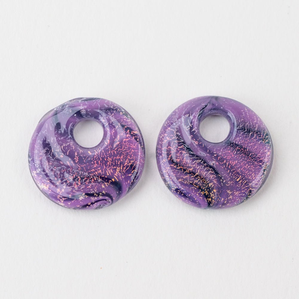 Halo Disk - Small - Mystic Lavender (2 beads) - Handmade Glass Beads - Unicorne Beads