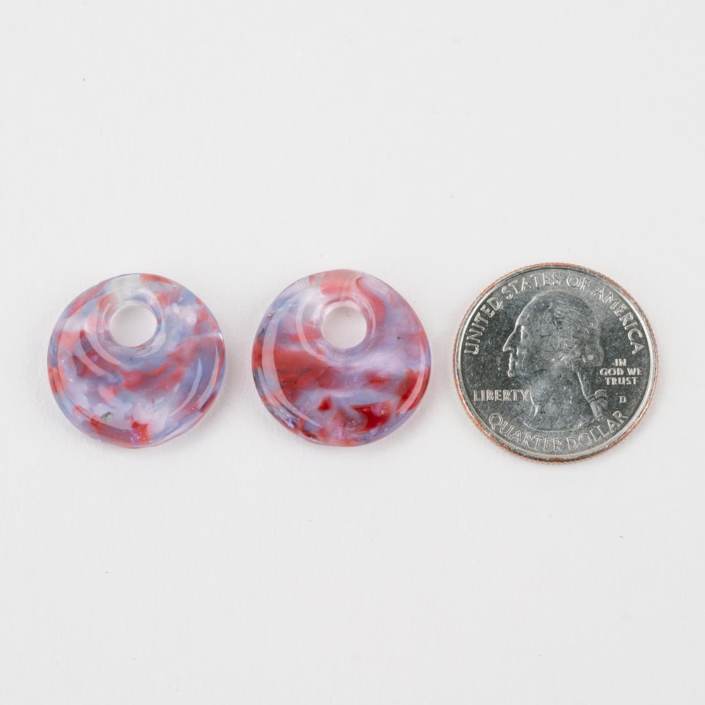 Halo Disk - Small - Rose Amethyst Mist (2 beads) - Handmade Glass Beads - Unicorne Beads