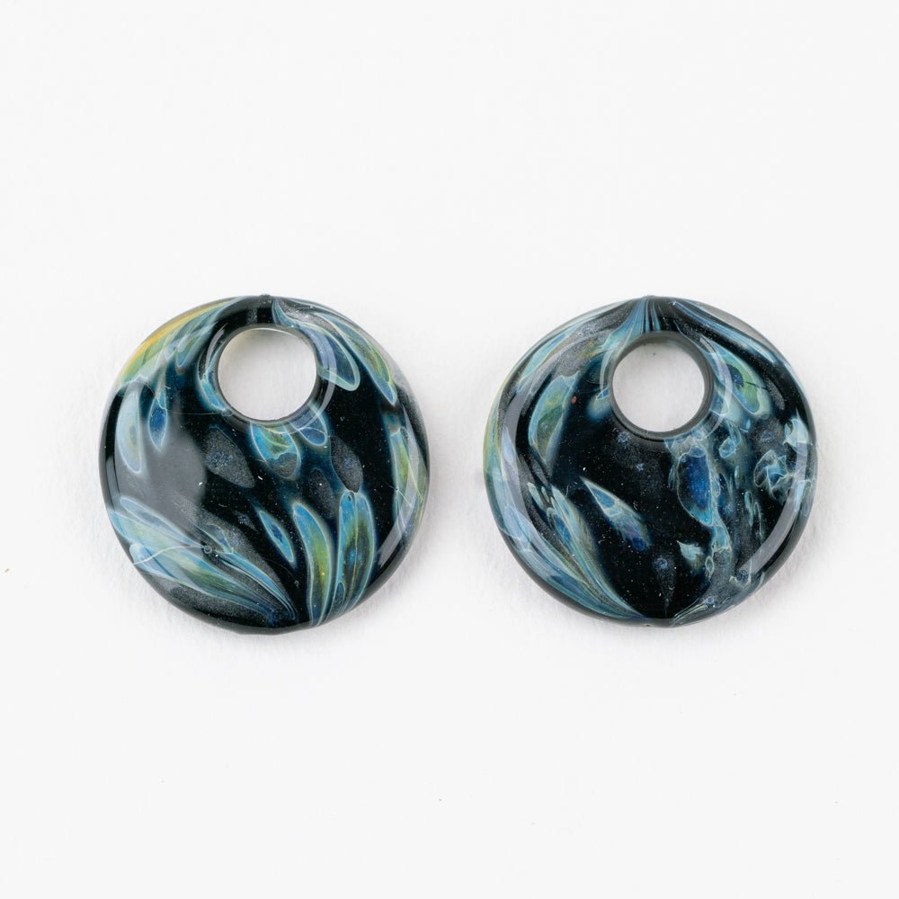 Halo Disk - Small - Smoke on the Water (2 beads) - Handmade Glass Beads - Unicorne Beads