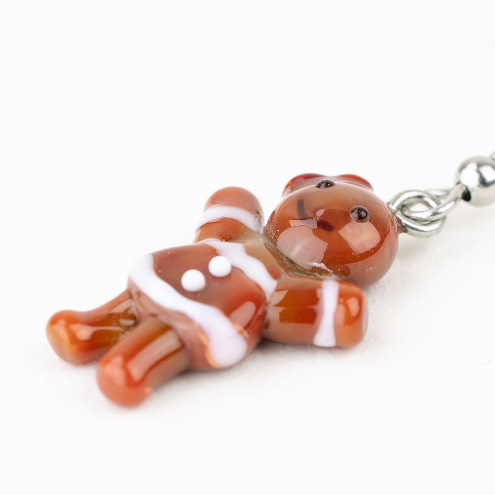 Holiday Earrings - Gingerbread Couple - Handmade Glass Beads - Unicorne Beads