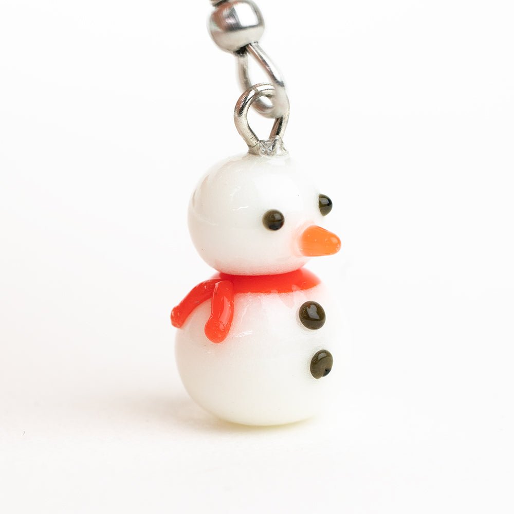 Holiday Earrings - Snowmen - Handmade Glass Beads - Unicorne Beads