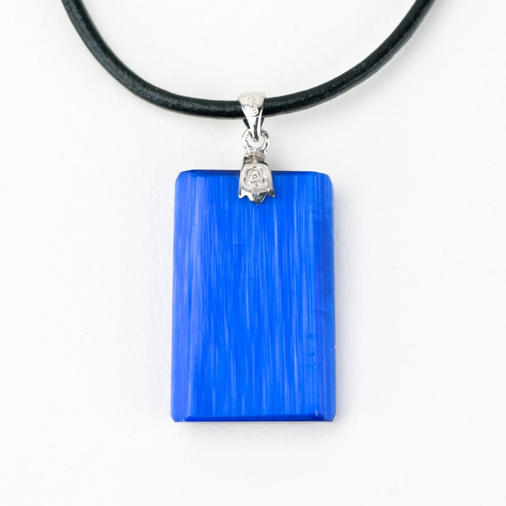 Lapis Rectangle Stone Pendant - Handmade Glass Beads - Unicorne Beads