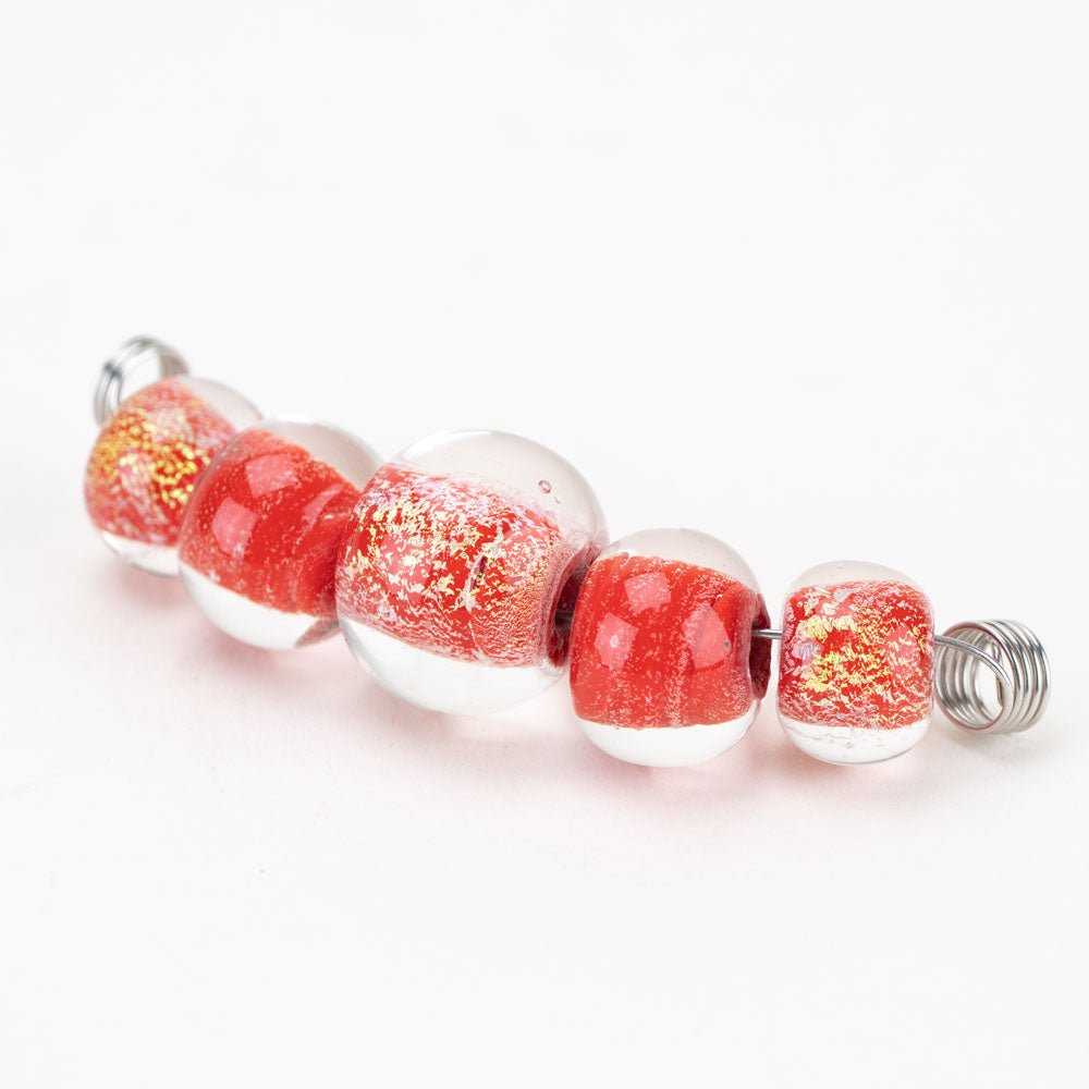 Marble Beads - Red Flame - Premium Glass Beads - Unicorne Beads