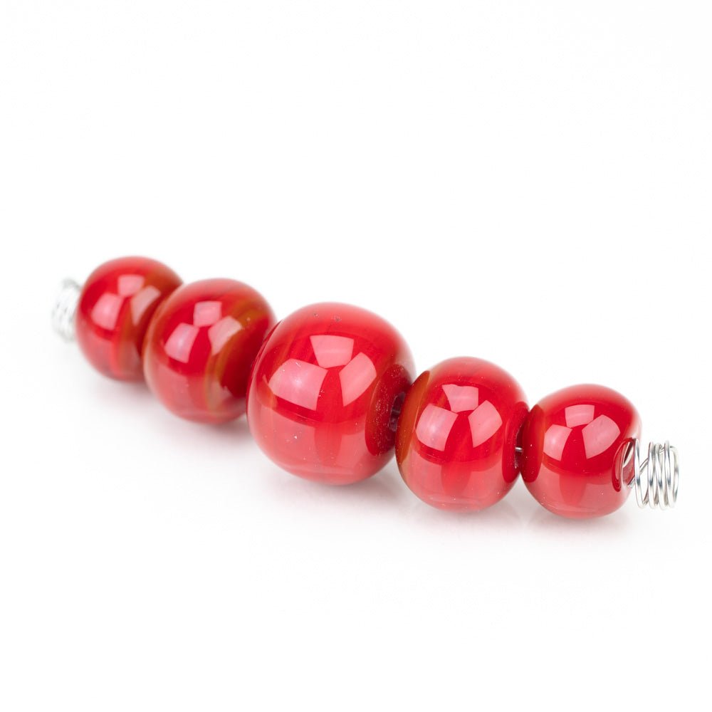 Marble Beads - Red Pepper - Handmade Glass Beads - Unicorne Beads