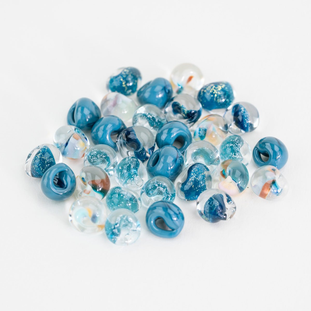 Midnight Blue Palette Teardrop Bead Tube - Mixed Colors - Premium Glass Beads - Unicorne Beads