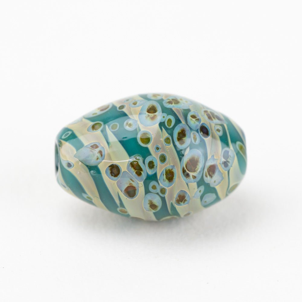 Olive Bead - Lagoon Pebble - Handmade Glass Beads - Unicorne Beads