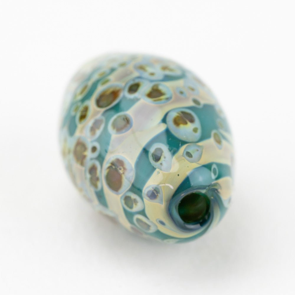 Olive Bead - Lagoon Pebble - Handmade Glass Beads - Unicorne Beads