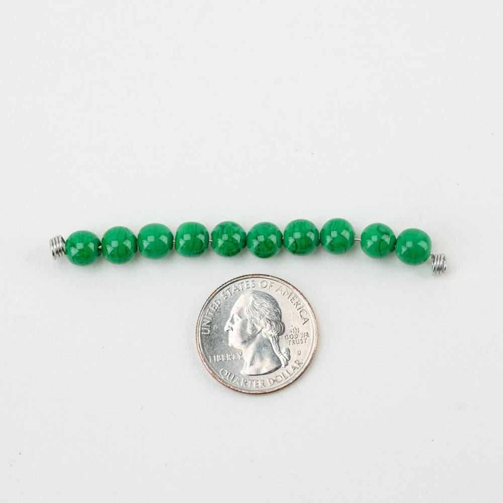 Round Bead - LRG - Enchanted Ivy - Handmade Glass Beads - Unicorne Beads