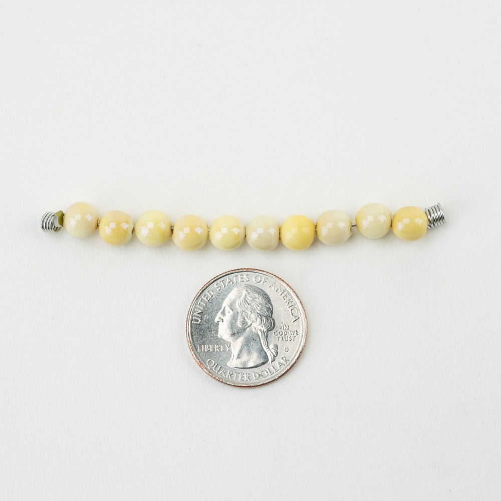 Round Bead - LRG - Golden Ivory - Handmade Glass Beads - Unicorne Beads