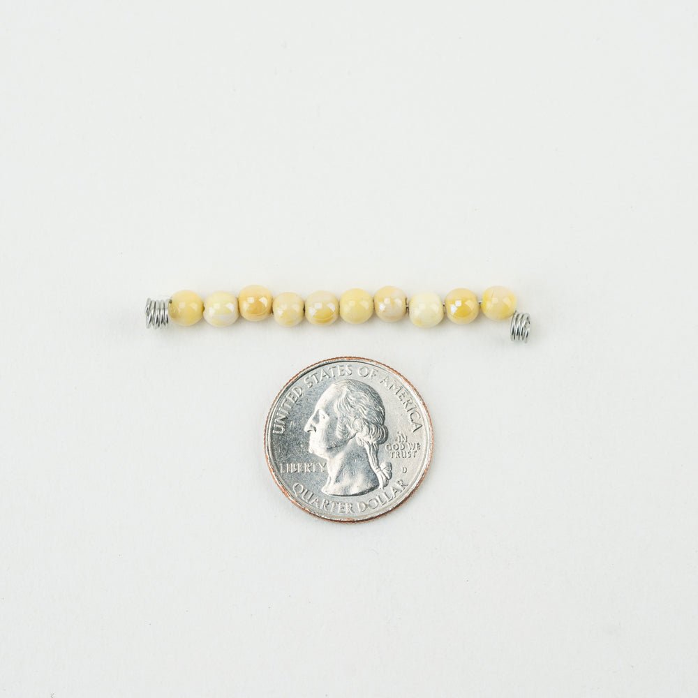 Round Bead - SM - Golden Ivory - Handmade Glass Beads - Unicorne Beads