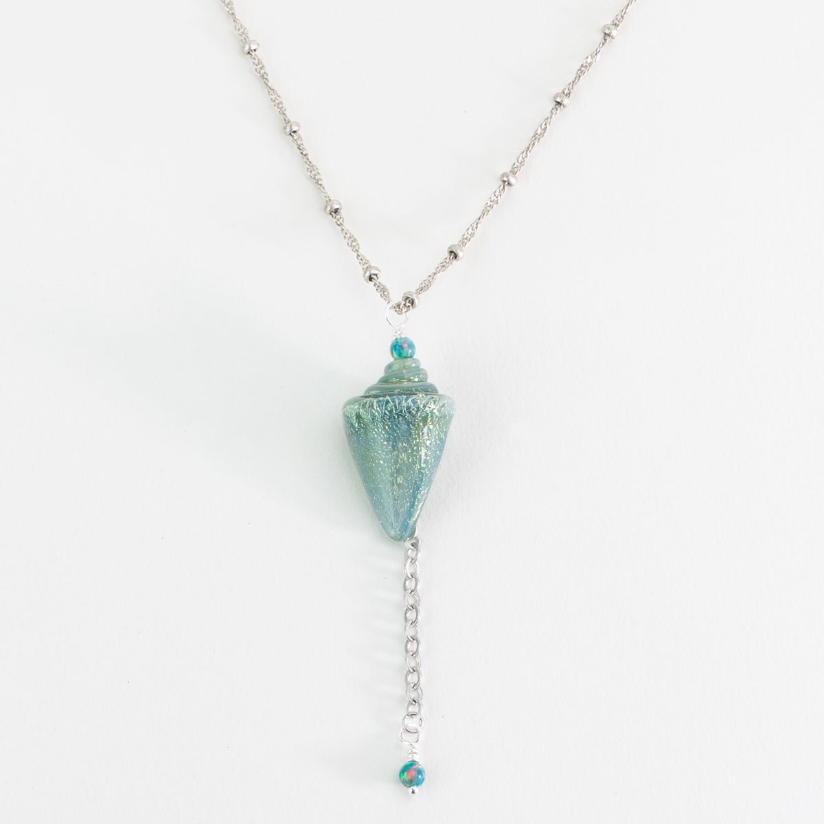 Finished Sea Green Sparkle seashell and opal necklace design