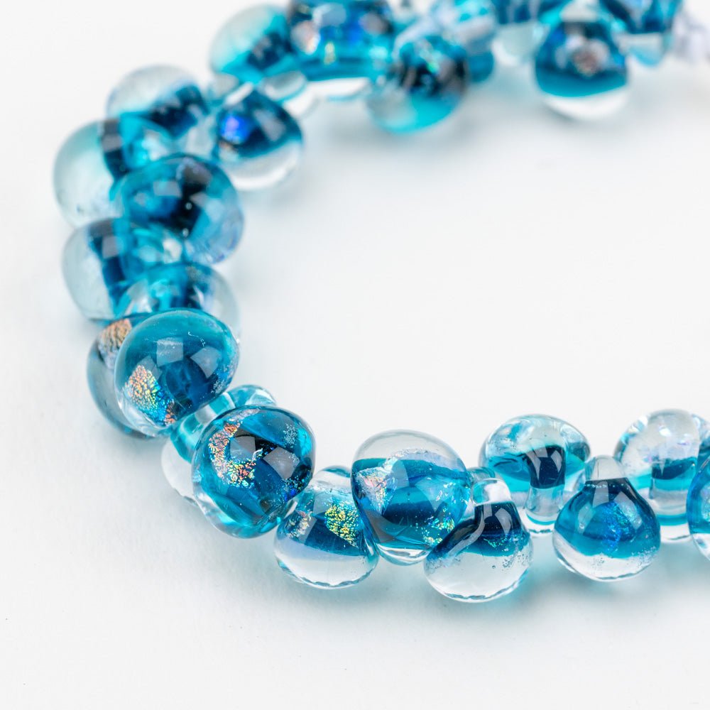 Teardrop Beads - Atlantis Gleam - Handmade Glass Beads - Unicorne Beads