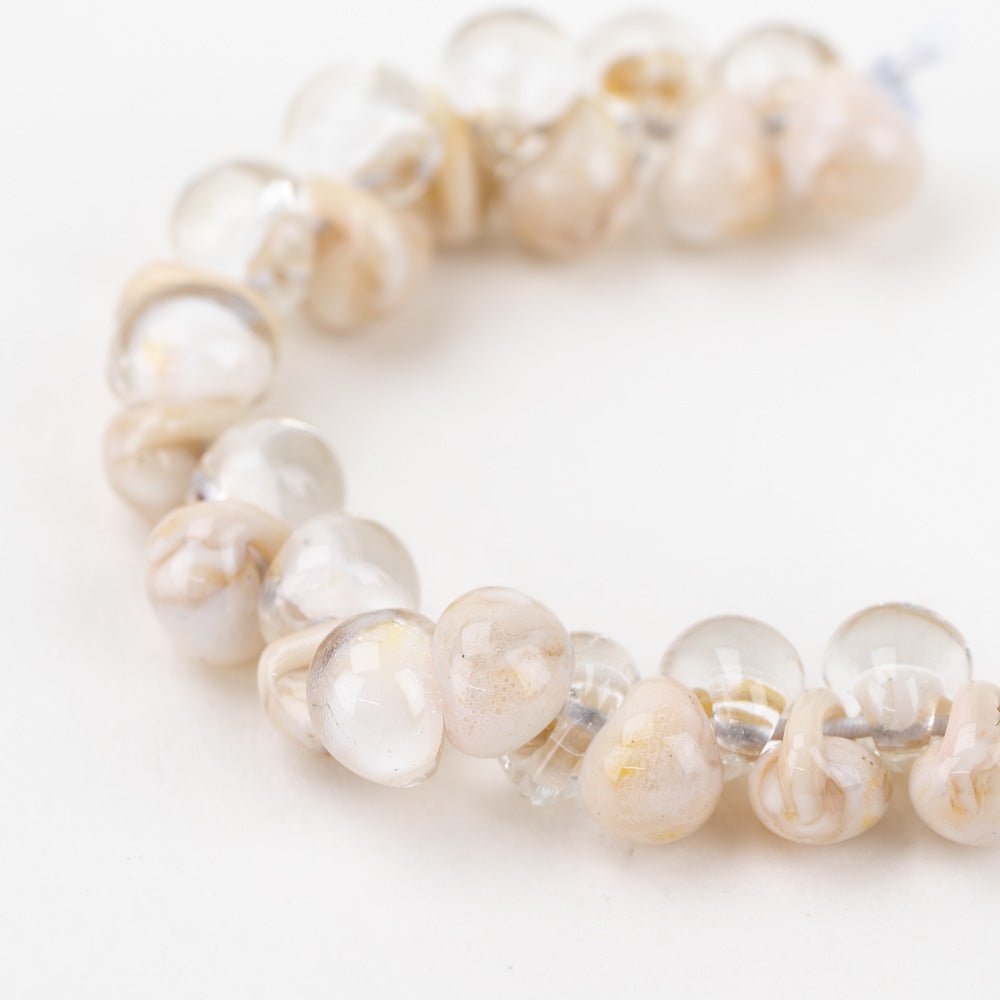 Teardrop Beads - Cloudveil - Handmade Glass Beads - Unicorne Beads