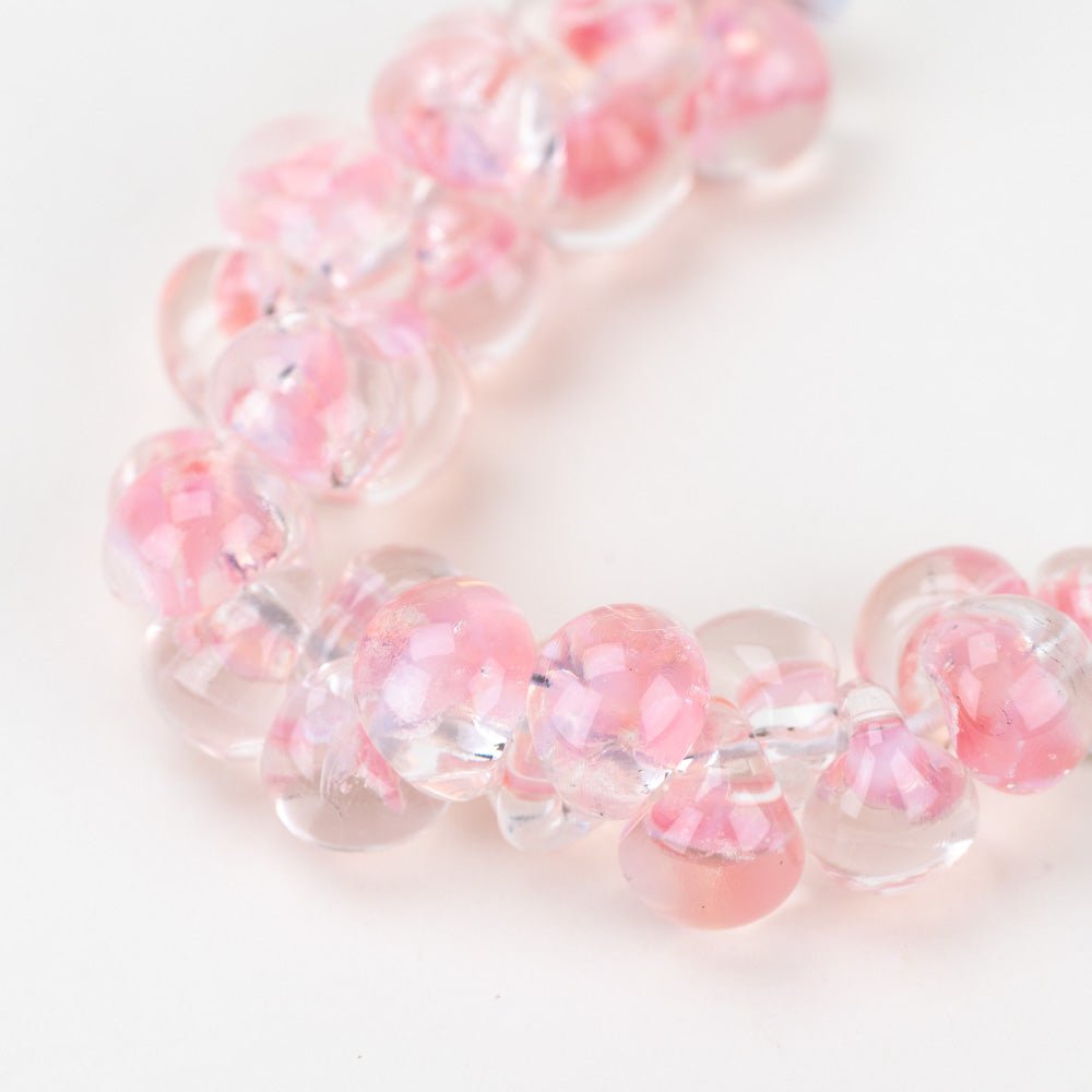 Teardrop Beads - Garden Rose - Handmade Glass Beads - Unicorne Beads