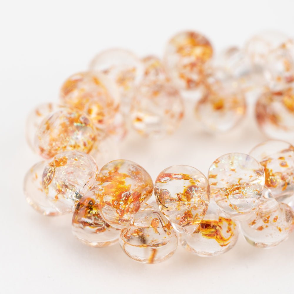 Teardrop Beads - Glitter - Gold Rush - Handmade Glass Beads - Unicorne Beads
