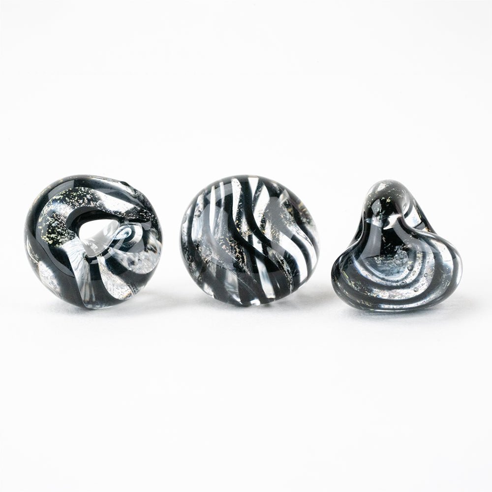 Teardrop Beads - Jumbo - Black Smoke - Handmade Glass Beads - Unicorne Beads